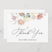 Roze bloemen Shower Dank je Kaart Notitiekaartje (Voorkant / Achterkant)