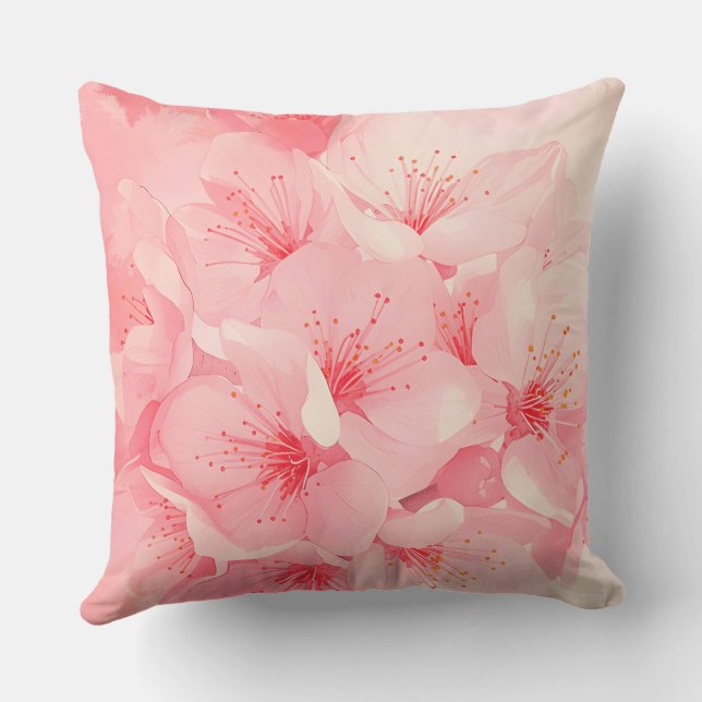 Roze Bloemen Sierkussen – Cherry Blossom Design (Achterkant)