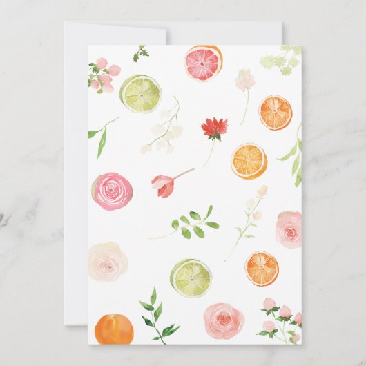 Roze Bloemen Sinaasappel Citrus Baby shower Kaart (Achterkant)