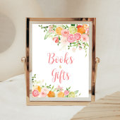 Roze Bloemen Sinaasappel Citrus boeken en geschenk Poster