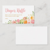 Roze Bloemen Sinaasappel Citrus Luier Raffle Informatiekaartje (Voorkant / Achterkant)