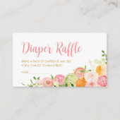 Roze Bloemen Sinaasappel Citrus Luier Raffle Informatiekaartje (Voorkant)