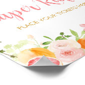 Roze Bloemen Sinaasappel Citrus Luier Raffle Poster (Hoek)