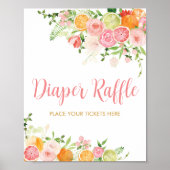 Roze Bloemen Sinaasappel Citrus Luier Raffle Poster (Voorkant)