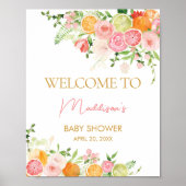 Roze Bloemen Sinaasappel Citrus Welkom Poster (Voorkant)