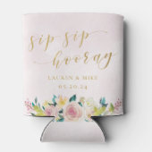 Roze Bloemen Sip Hooray Vrijgezellenfeest Bruiloft Blikjeskoeler (Achterkant)