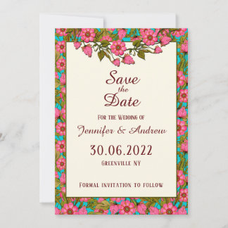 Roze bloemen Sla de datum op
