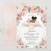 Roze Bloemen Slapen Baby shower Kaart (Voorkant / Achterkant)