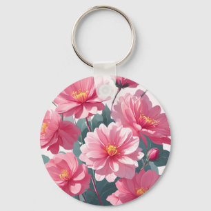 Roze Bloemen Sleutelhanger