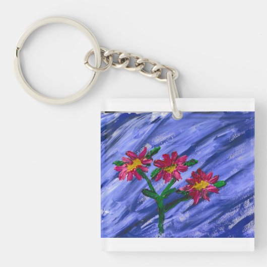 Roze bloemen sleutelhanger (voorkant)