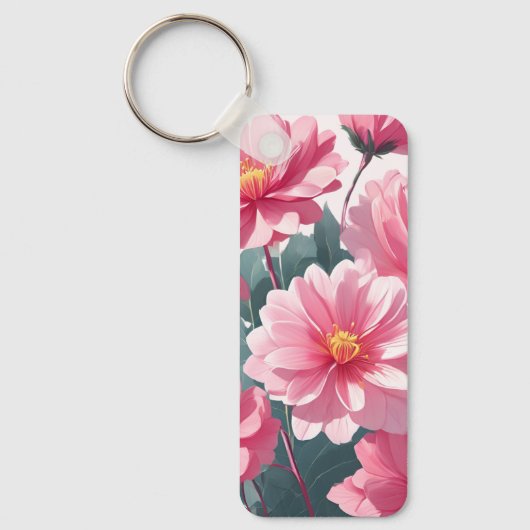 Roze Bloemen Sleutelhanger (Voorkant)