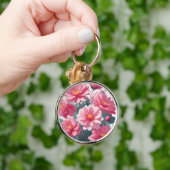Roze Bloemen Sleutelhanger (Hand)