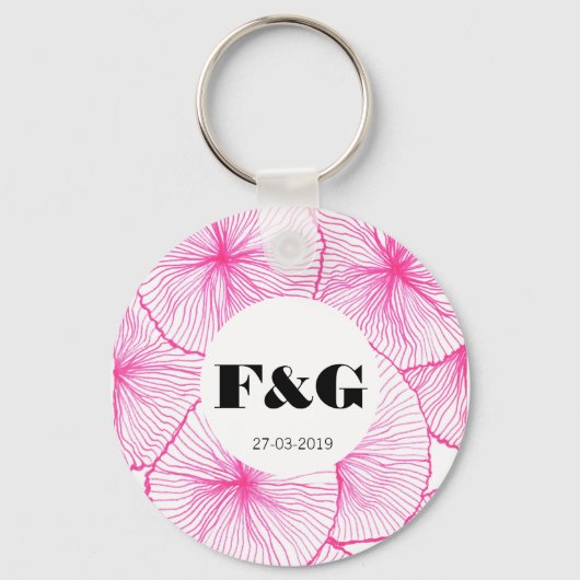 roze bloemen sleutelhanger (Voorkant)