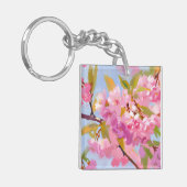 Roze bloemen sleutelhanger (Voorkant Links)