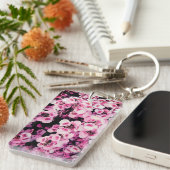 Roze bloemen sleutelhanger (Voorkant Rechts)