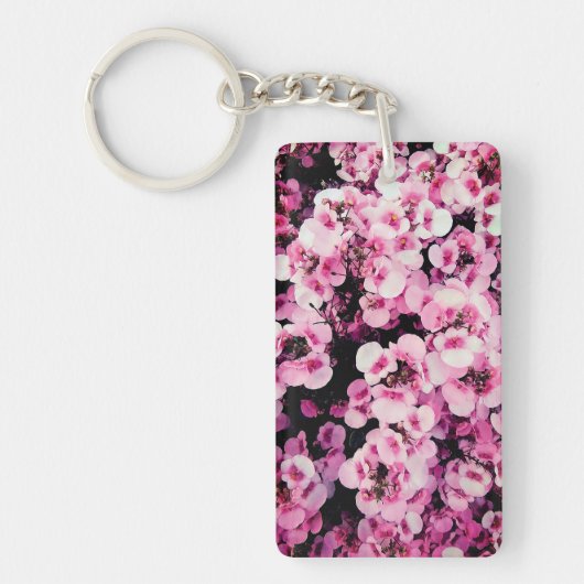 Roze bloemen sleutelhanger (Voorkant)