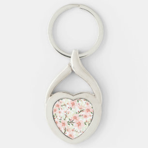 Roze bloemen sleutelhanger