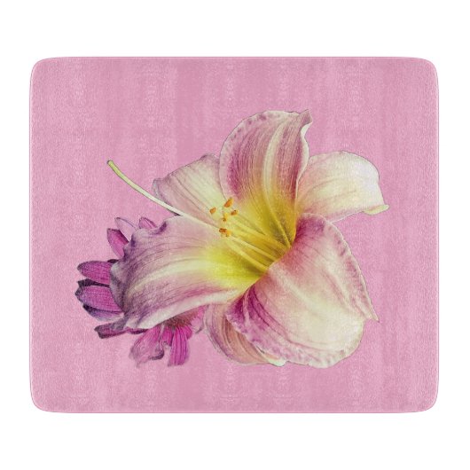 Roze bloemen snijplank (Voorkant)