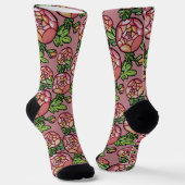 Roze bloemen sokken (Gebogen)