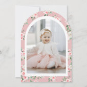 Roze Bloemen Sommige Bunny Wordt Een 1E Verjaardag Kaart (Achterkant)