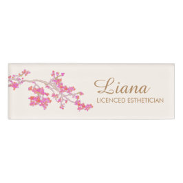 Roze Bloemen Spa Salon Beauty Naambadge
