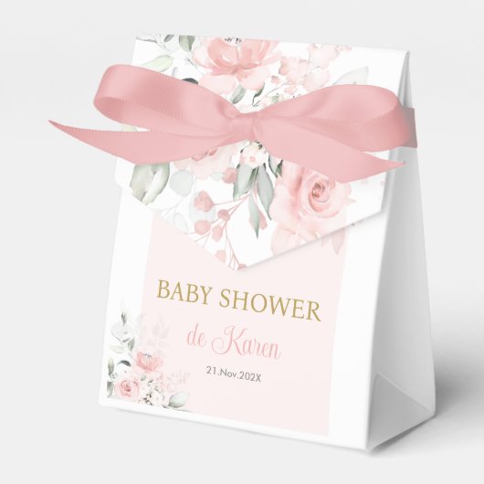Roze Bloemen Spaans Baby shower Bedankdoosjes (Voorkant Zijde)