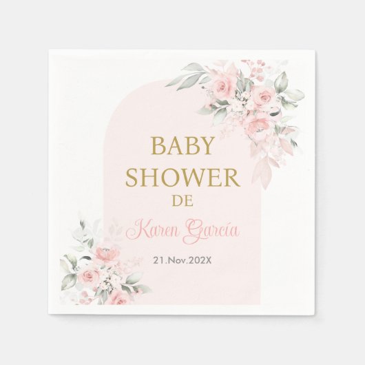 Roze Bloemen Spaans Baby shower Meisje Servet (Voorkant)