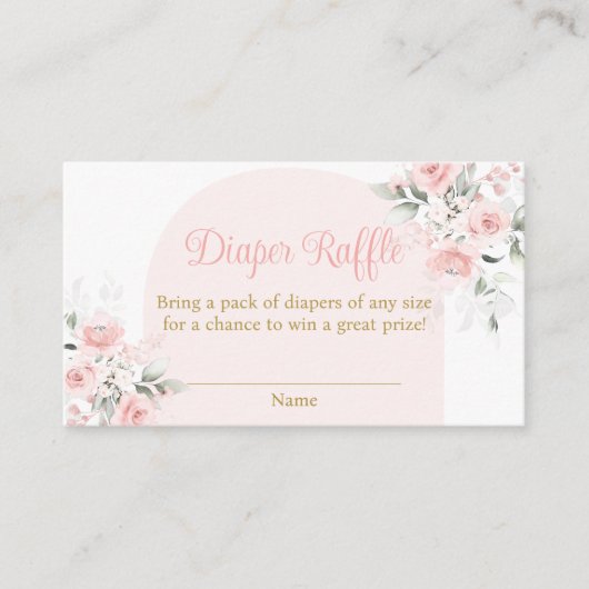 Roze Bloemen Spaans Luier Raffle Baby shower Meisj Informatiekaartje (Voorkant)