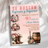 Roze Bloemen Spaans Western Cowboy 40ste verjaarda Kaart