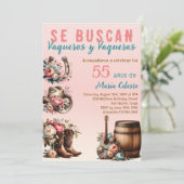 Roze Bloemen Spaans Western Cowboy 55ste Verjaarda Kaart (Staand voorkant)