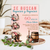 Roze Bloemen Spaans Western Cowboy 60ste verjaarda Kaart