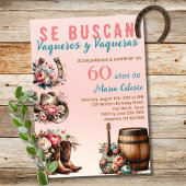Roze Bloemen Spaans Western Cowboy 60ste verjaarda Kaart