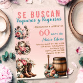 Roze Bloemen Spaans Western Cowboy 60ste verjaarda Kaart