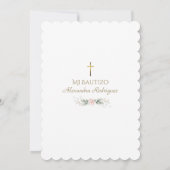 Roze bloemen Spaanse Mi Bautizo Doop Kaart (Achterkant)