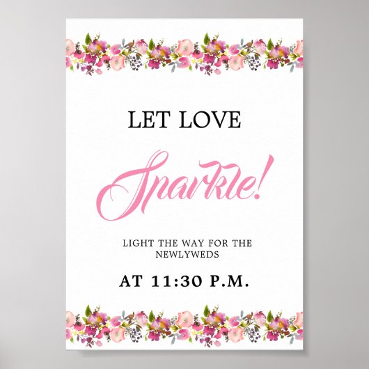 Roze Bloemen Sparkle Verstuur Poster (Voorkant)