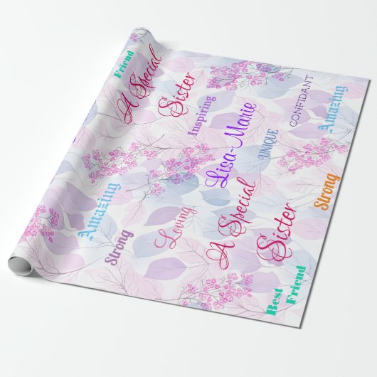 Roze Bloemen Special Sister Thoughtful Heartfelt Cadeaupapier (Uitgerold)