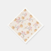 Roze Bloemen Sprays en Gouden Spatter Stippen op W Servet (Hoek)