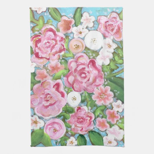 Roze Bloemen Spring Blooms Keuken Handdoek (Verticaal)