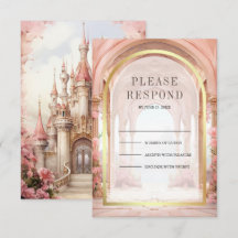Roze Bloemen Sprookjeskasteel Bruiloft