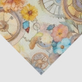  Roze Bloemen Steampunk Tissuepapier (Detail)