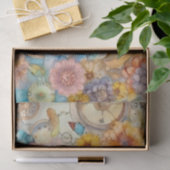  Roze Bloemen Steampunk Tissuepapier (Geschenk)