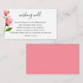 Roze Bloemen Stem Bruiloft Wishing Well Informatiekaartje (Voorkant / Achterkant)