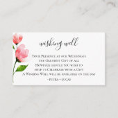 Roze Bloemen Stem Bruiloft Wishing Well Informatiekaartje (Voorkant)