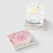 Roze bloemen stenen onderzetter (Zijkant)