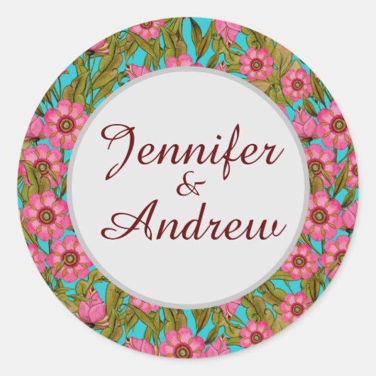 Roze bloemen Sticker (Voorkant)