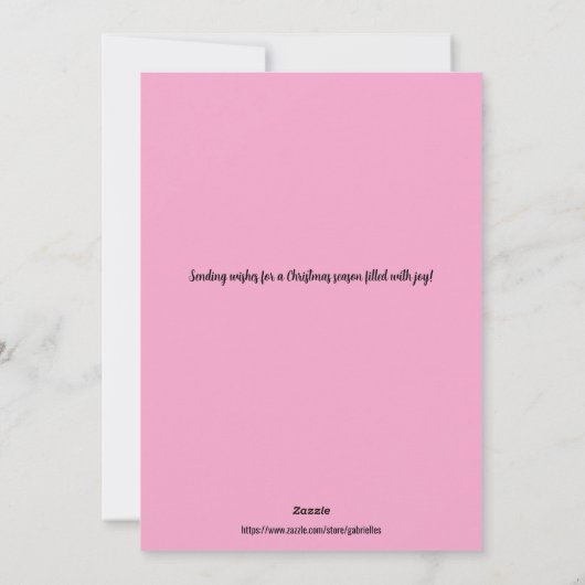 Roze Bloemen  Stijl Kerst Ornament Flat Feestdagenkaart (Achterkant)