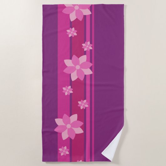Roze Bloemen Strandlaken (Voorkant)