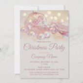 Roze Bloemen String Lights Corporate Holiday Party Kaart (Voorkant)