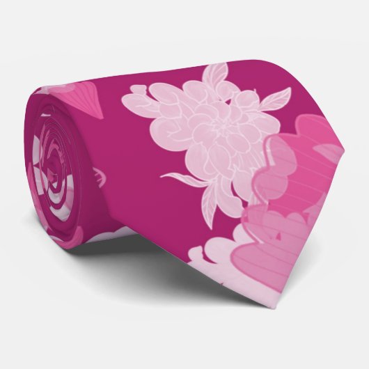 roze bloemen stropdas (Opgerold)