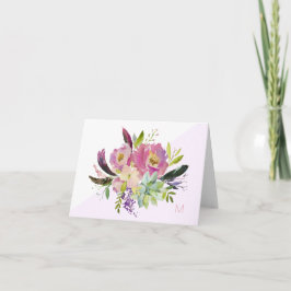 Roze bloemen succulent monogram gevouwen noot Kaar Bedankkaart